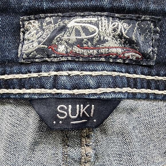 Silver Jeans Women W29/L22 1/2 Blue Dark Wash Suki Mid Capri Fluid Stretch Denim - Picture 7 of 15